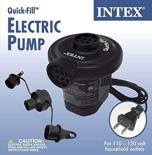 Intex 66619E 120 Volt Quick Fill AC Electric Air Pump with 3 Nozzles, Black