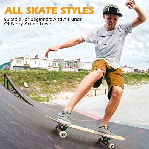 Meooeck Blank Skateboard Decks Bulk 24 x 6 Inch Professional Maple Deck 7 Ply Double Tail Wooden Skate Deck Natural Plain Skateboard for Kids Art Painting Replacement Home Decoration