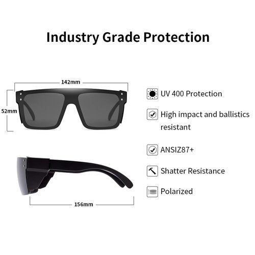 BINGKING Polarized Z87 UV400 Safety Sunglasses with Detachable Side Shields ā Protective Eyewear for Work, Outdoor, and Industrial Use (black)