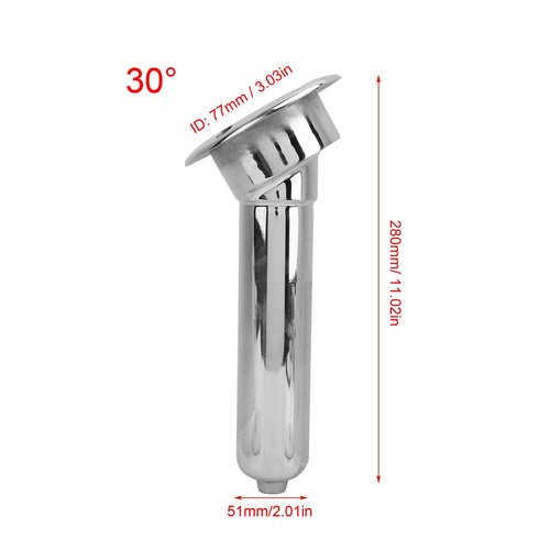 Generic Heavy Duty Stainless Steel Deluxe Rod Holders, 2 in 1 Flush Mount Fishing Rod Pole Holders, 0 15 30 Degree Boat Fishing Rod Cup Holder 280mm Round Top Cup Holder for Yacht Ship