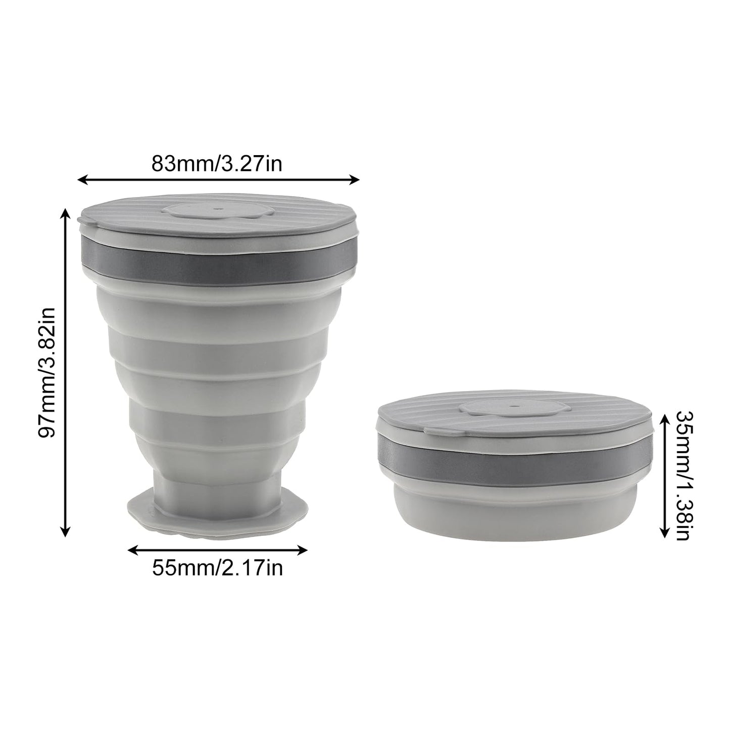 TQEONKL Collapsible Camping Cup, Silicone Foldable Travel Cup, Portable Leak Proof Drinking Cup, Expandable Sport Bottle for Outdoor Camping Travel and Hiking, Reusable Silicone Cup