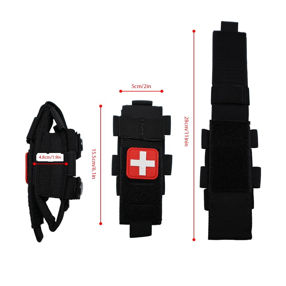 Laser Cut Tactical Molle Single-Handed Operation Tourniquet Holster Pouch,Holster Tourniquet Holder,Molle TQ Pouch,Small Trauma Kit (Red 1 pc)