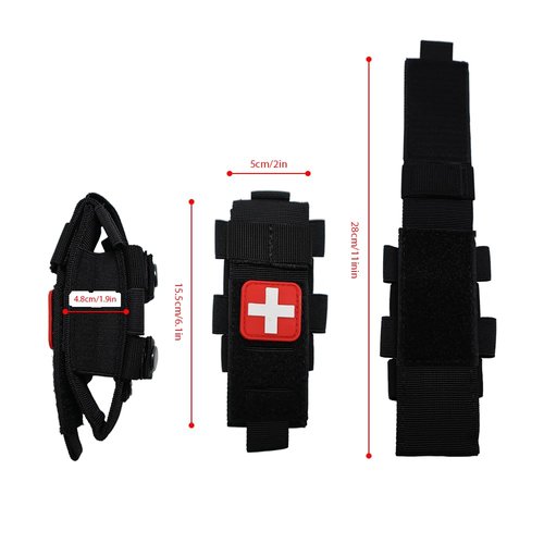 Laser Cut Tactical Molle Single-Handed Operation Tourniquet Holster Pouch,Holster Tourniquet Holder,Molle TQ Pouch,Small Trauma Kit (Red 1 pc)