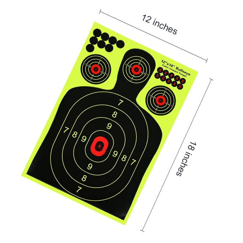 18x12 Inch Shooting Targets - Adhesive Splatter Reactive Paper - Visual Feedback for Gun, Rifle, BB Gun, Recurve Bow, Slingshot - Outdoor Sports, Gun Enthusiasts (10)