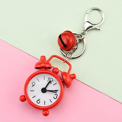 Opexicos 2Pcs Mini Alarm Clock Car Keychain Creative Car Ornament Bag Pendant Ornament Couple Key Chain Small Gift