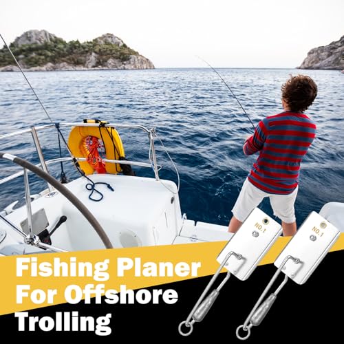 Leinuosen 2 Pcs Fishing Planer Boards for Downrigger - Silver, 2.7 oz