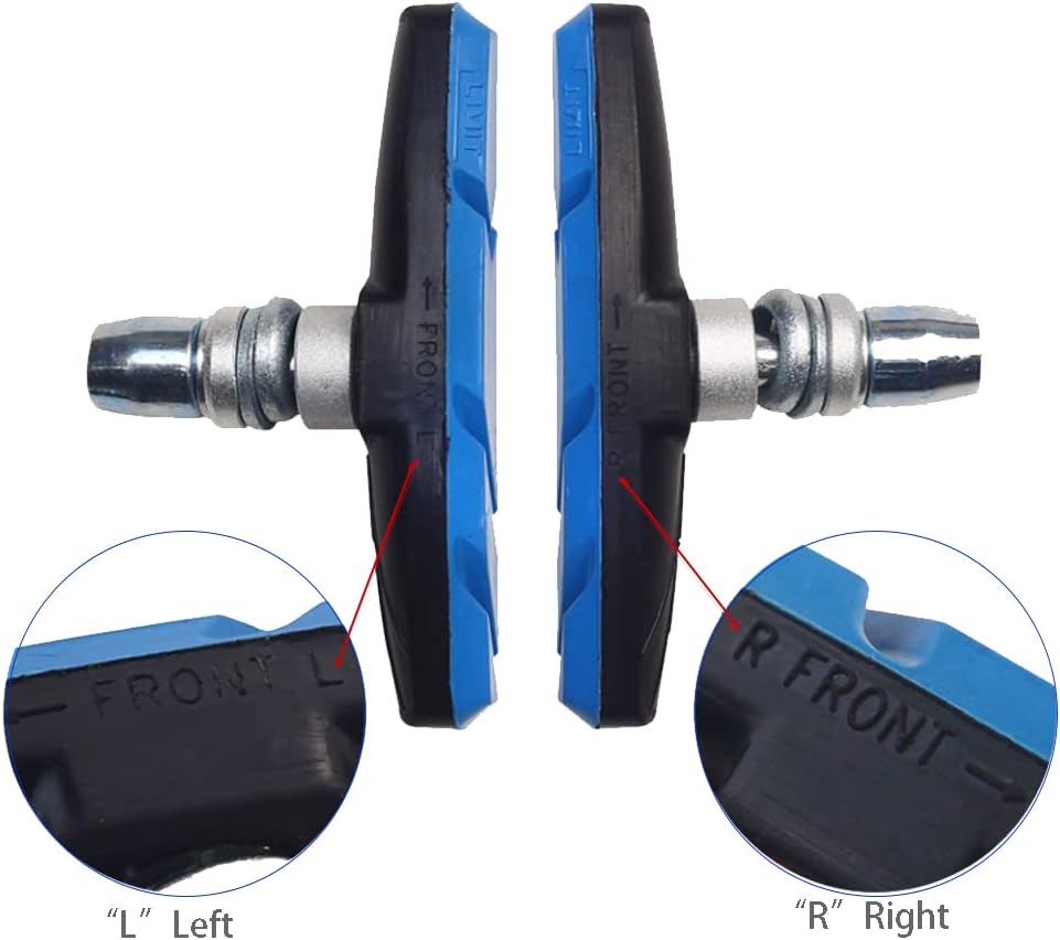 2 Pairs (4 Pieces) MTB Bike Cycle Bicycle Rubber V-Brake Pads No-Noise No-Skid, 70mm