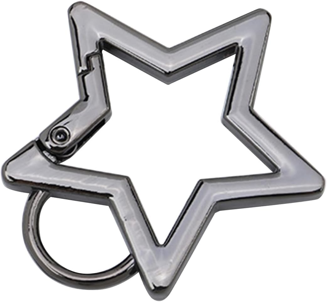 2Pcs Gunmetal Star Stainless Steel Keychain Clip Carabiner Hook Retainer Star Carabiner Hook Retainer Keychain Carabiner Clip for Keys and Wallets with Key Chain Ring, Accessories