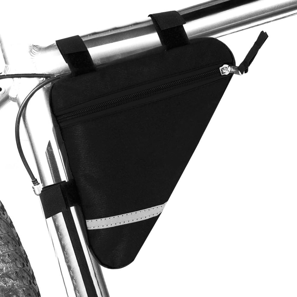 2 Pieces Bike Triangle Bags, Waterproof Bicycle Front Tube Frame Bag, Double-Sided Reflective Decoration Makes Night Riding Safer (Red + Black)