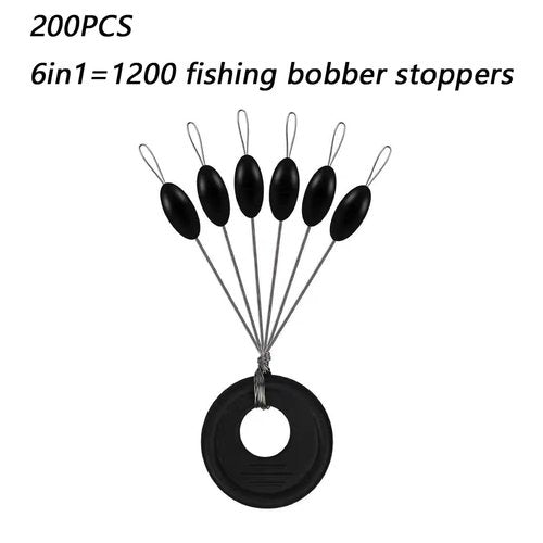 HAIYISHIYE 1200PCS Fishing Bobber Stopper,Bobber Stops for Fishing Line 6 in 1 Float Sinker Stop (Oval, M)