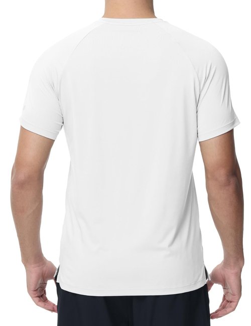 baleaf Men's Running Shirts Short Sleeve Quick Dry Workout Tops Athletic Sun Protection Hiking Yoga Gym Fit T-Shirt UPF 50+ Moisture Wicking White 3XL