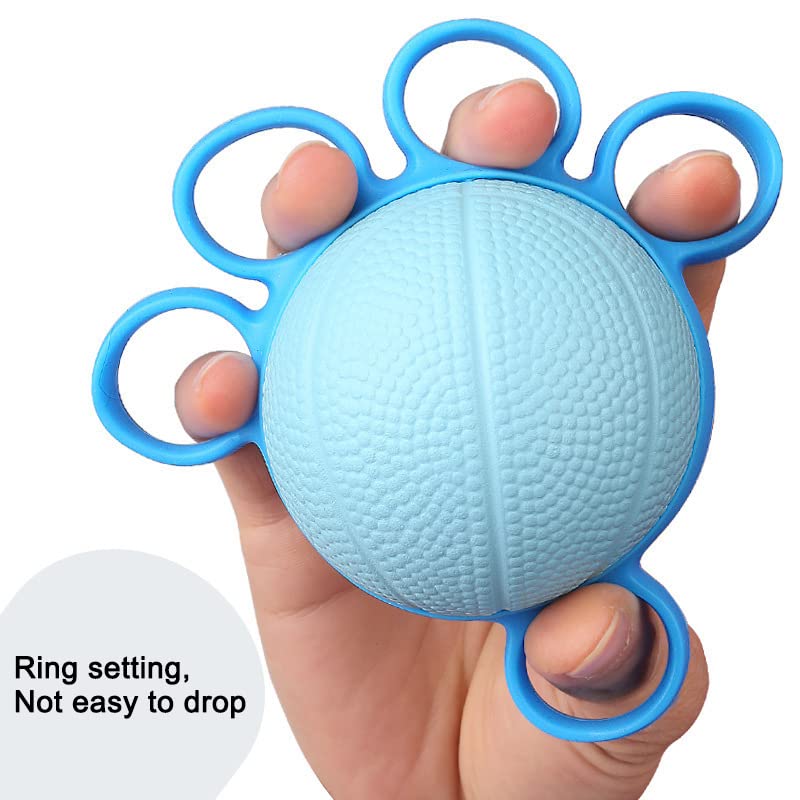 Finger Exercise Ball, Grip Ball Hand Therapy Squeeze Relief Stress Ball Strengthener, Hand Grip Strength Trainer for Exercise and Physical Therapy (Blue)