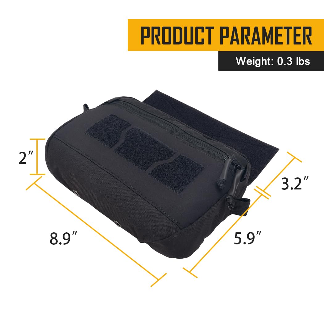 IDOGEAR Tactical Drop Dump Pouch Dangler Pouch Vest Admin Pouch Molle Utility Tool Organizer Pouch with Hook and Loop Panel for JPC AVS CPC Vest for Outdoor Sports (Black)