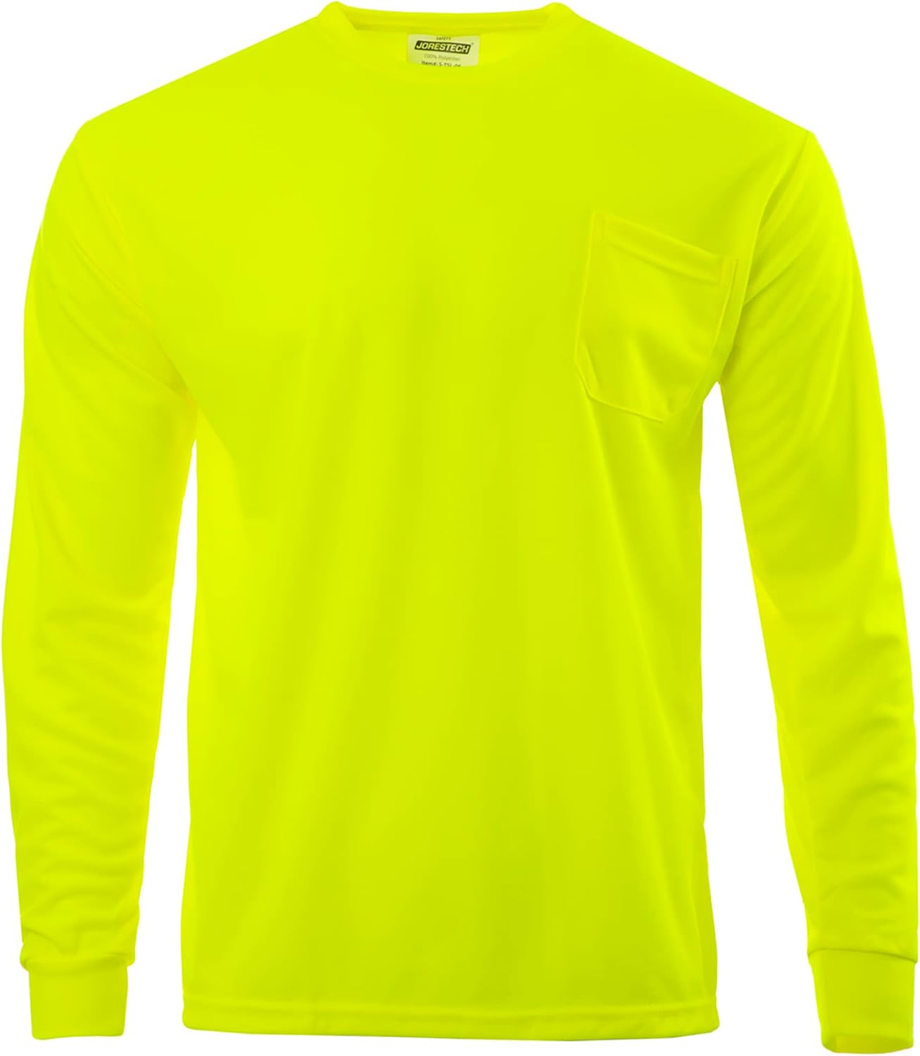 JORESTECH Safety Bright Visibility Long Sleeve Work T Shirt with Chest Pocket, Moisture Wicking Fabric