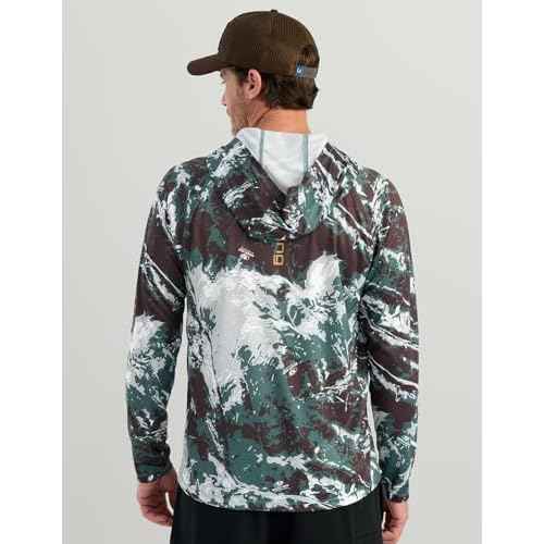 HUK Men's Pursuit Pattern Crew Long Sleeve, Performance Shirt