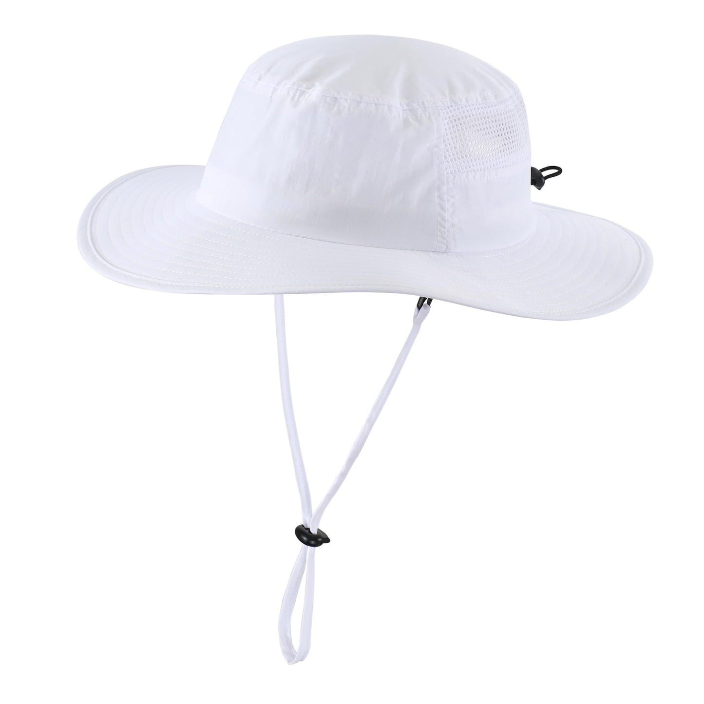 Home Prefer UPF50+ Mens Sun Hat Wide Brim Fishing Hat Breathable Mesh Beach Bucket Hat for Men Women (White)