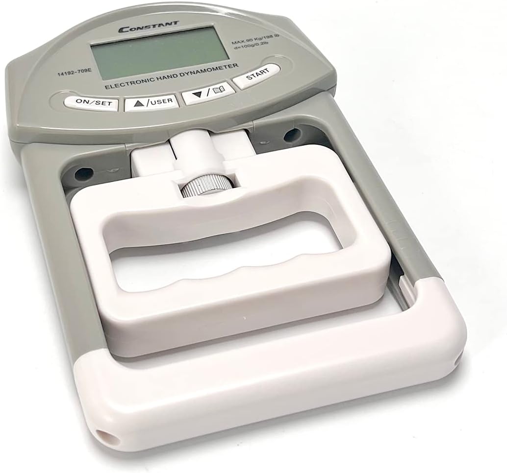 Constant 200 Lbs 90 Kgs Digital Hand Dynamometer Grip Strength Measurement Meter Auto Capturing Hand Grip Power (Grey)