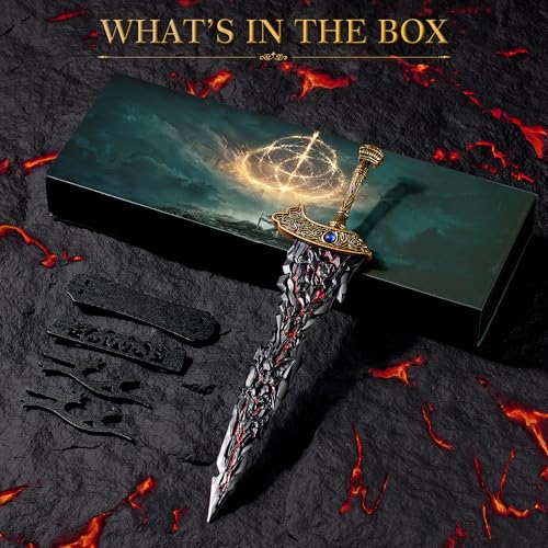 11.8-Inch Fantasy Collectible Sword with Display Stand - Maliketh's Black Blade Model for Gaming Fans