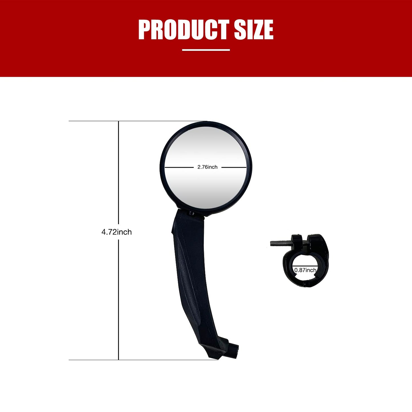 2023 New Left Handbar Bike Mirror, Adjustable Acrylic Convex Lens Ebike Rearview, HD Automotive Grade Scratch Resistant, Rotate Bicycle Mirror for Scooter