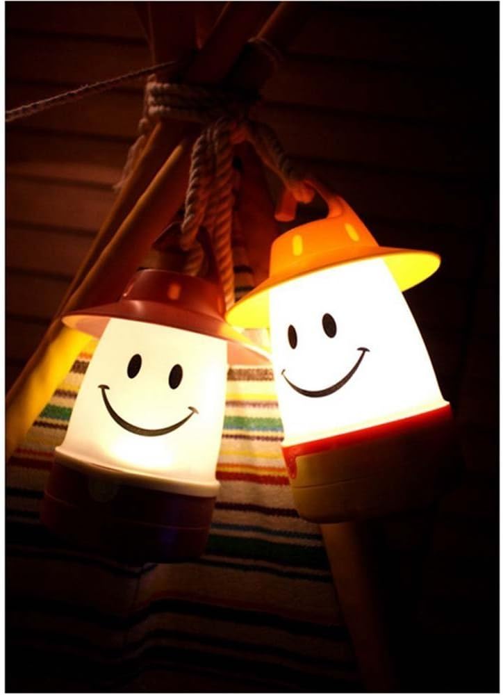 Smile LED Lantern: Portable Night Light Camping Lantern For Kids (Hibiscus),Red