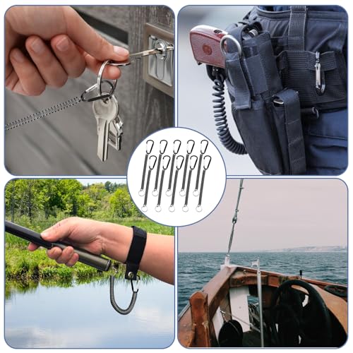 Heavy Duty Retractable Coiled Fishing Lanyards - 10 Pack