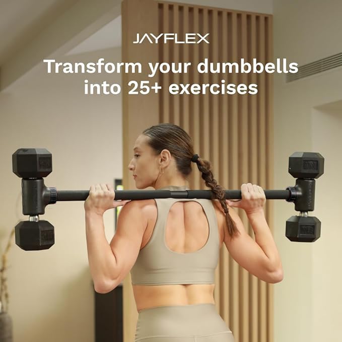 Jayflex Hyperbell Bar - Convert Dumbbells to Barbell Set for Home Fitness - Adjustable & 200 lb Capacity Weight Barbell for Weight Lifting