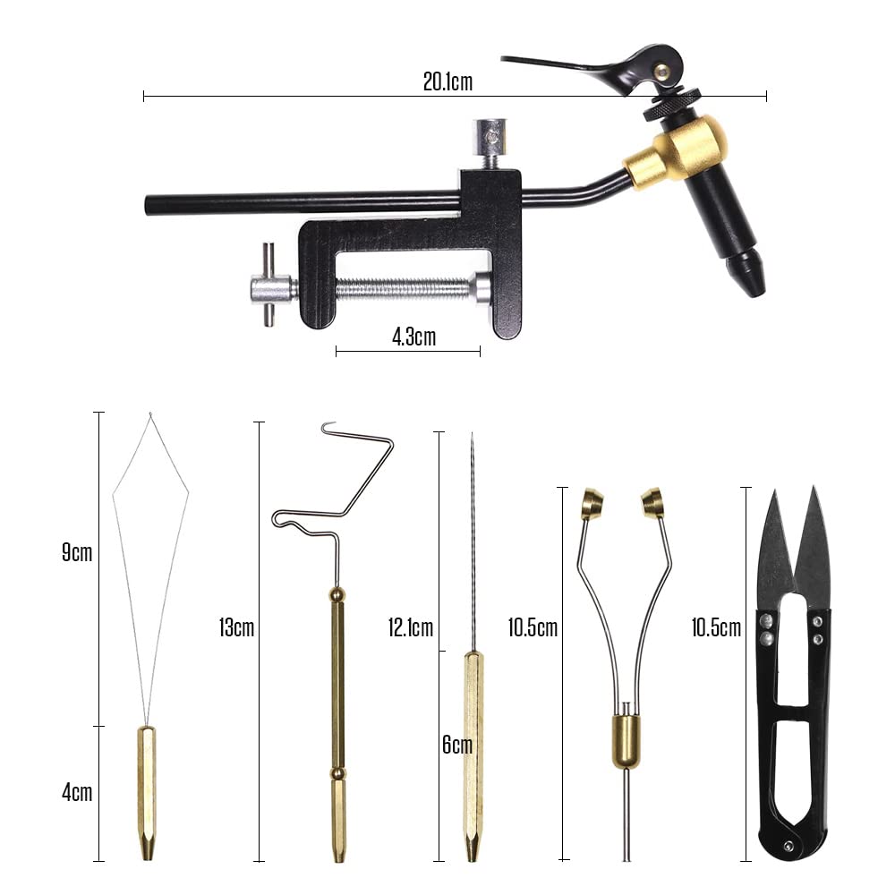Lixada Fly Tying Tools Kit 5/6PCS with Fly Tying Vise Bobbin Holder Threader Needle Whip Finisher Scissors Fly Tying Kits for Flying Fishing Professionals Beginners
