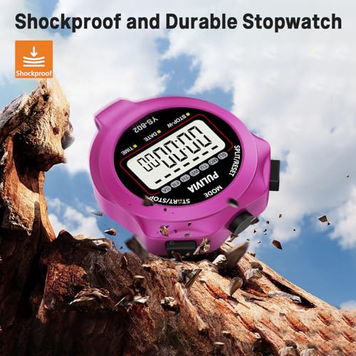 Purple Sports Stopwatch Timer for Running Swimming & Coaches - Digital Split & Lap