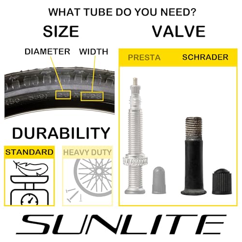 Sunlite Bicycle Inner Tube 700x28-35mm Schrader Valve Black - Multiple Sizes