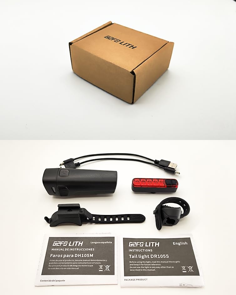 IPX6 Waterproof Front/Rear Bike Light Set (1 Headlight, 2 taillights) – Great for Night Rides, with high lumens, Long Battery Life, 5+4 Modes, Type-C Charging; Ideal for Road/Mountain Bikes.