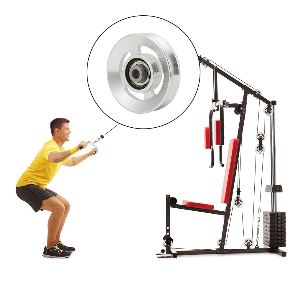 Leopacat Universal Bearing Pulley Wheel for Cable Machine Gym Equipment Part Garage Door System Exercise Attachments Alloy Fitness Wearproof Spare Strength Accessory Aluminum (Diameter 90mm)
