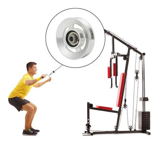 Leopacat Universal Bearing Pulley Wheel for Cable Machine Gym Equipment Part Garage Door System Exercise Attachments Alloy Fitness Wearproof Spare Strength Accessory Aluminum (Diameter 90mm)
