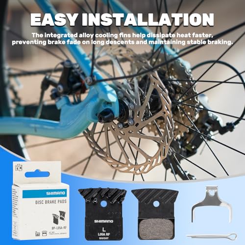 Resin Disc Brake Pads with Cooling Fins and Alloy Back Plate, Compatible with Shimano L05A-RF L02A L03A ? 1 Pair