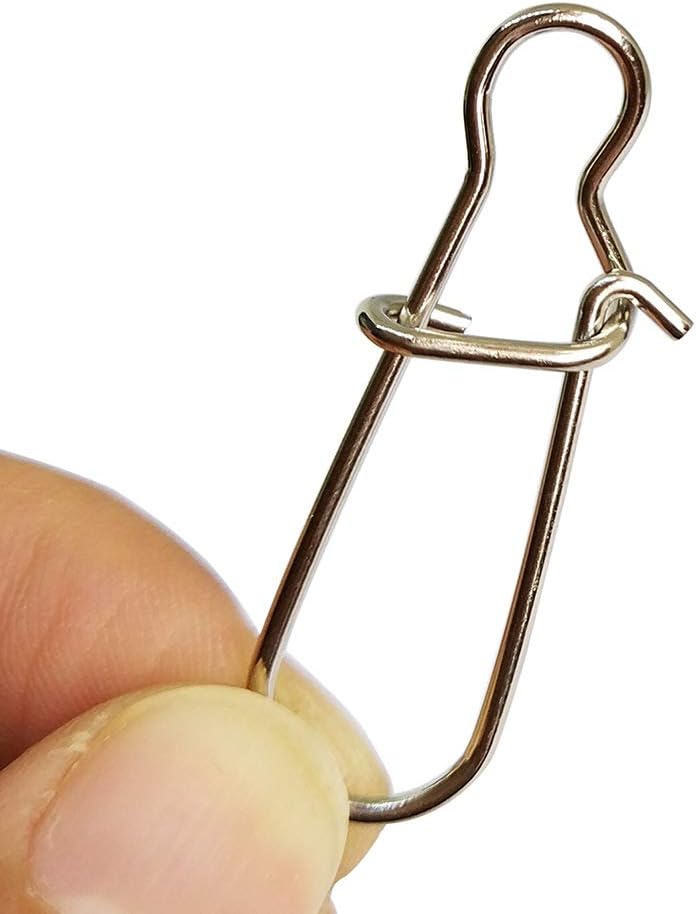 100-200pcs Fishing Duo-Lock Snap, Hooked Snap Size 000#-8# 7LB-210LB Freshwater Saltwater Stainless Solid Wires Quick Change Safe Lock