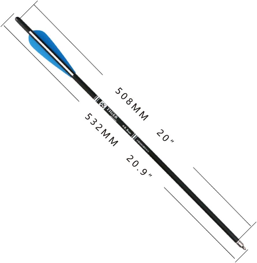 20inch Hunting Archery Carbon Arrow Crossbow Bolts with 4" vanes Feather and Replaced Arrowhead/Tip(Pack of 12) …