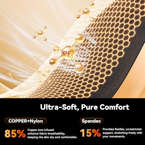 Copper Leg Compression Sleeve for Men & Women L/XL Full Leg Support