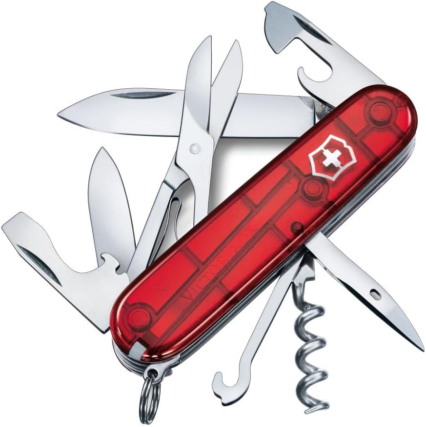 Victorinox Climber Swiss Army Knife, 14 Function Swiss Made Pocket Knife with 2 Blades, Corkscrew and Screwdriver - Black