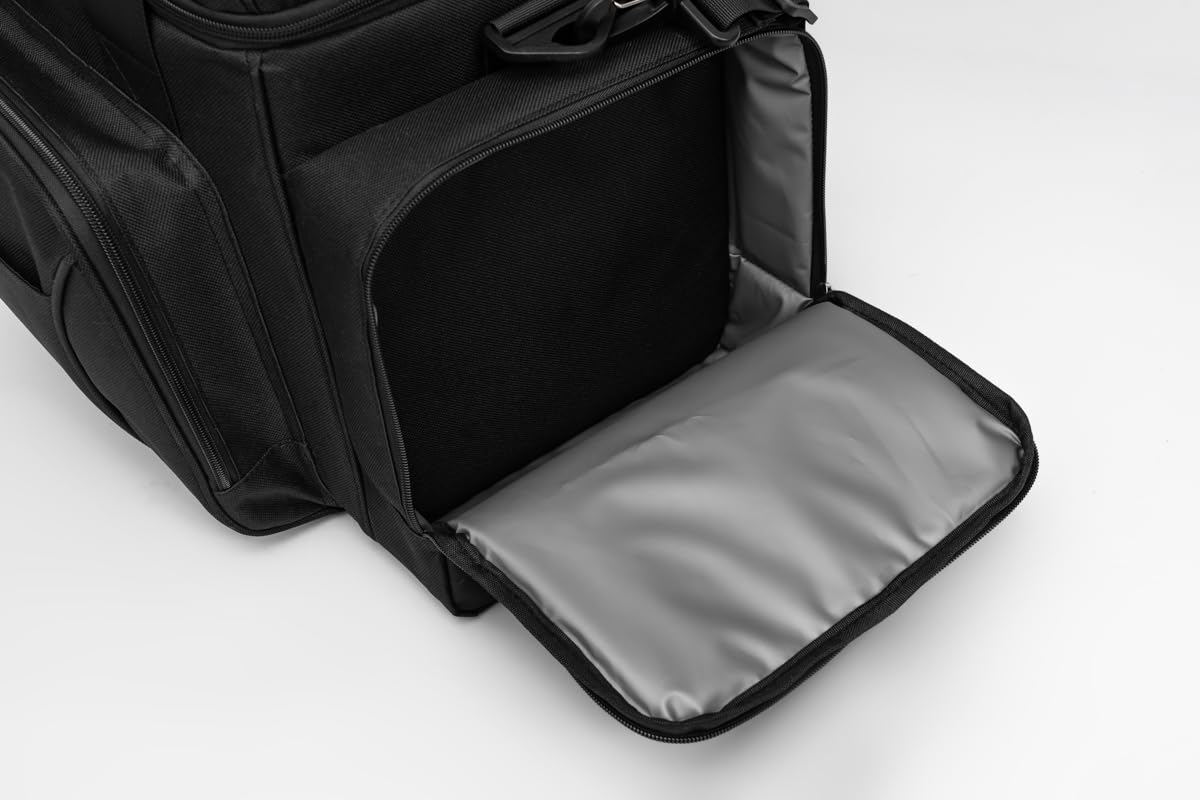 Large Cooler Bag (15x12.5x9 in). Two Insulated Compartment, Heavy Duty Fabric, Thick Insulation, Reinforced Stiches, Multiple Pockets, Durable Zipper.
