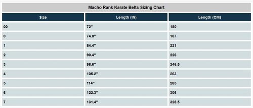 Macho Rank Karate Belts - Green - Size 8