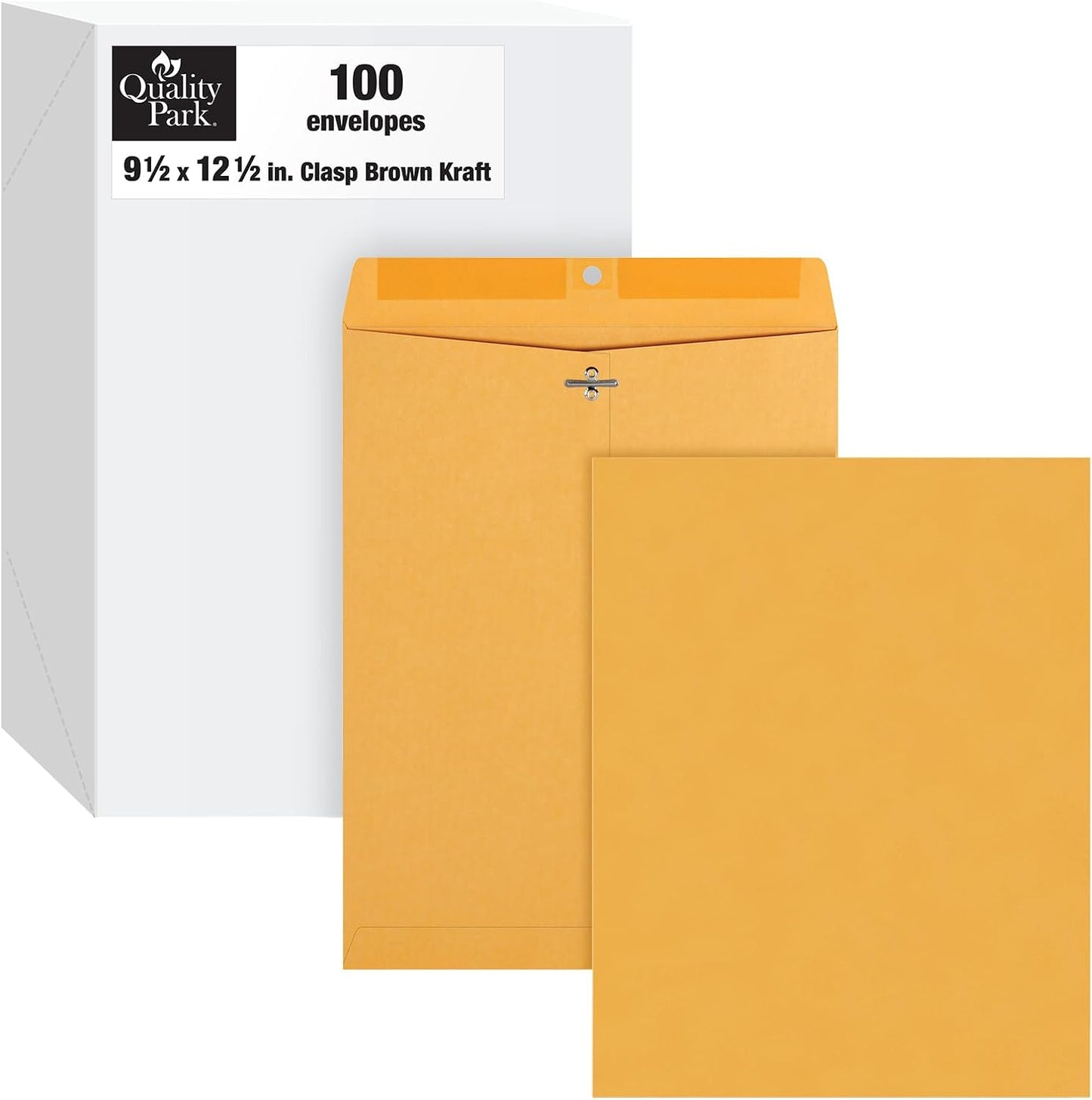 Quality Park 6 x 9 Clasp Envelopes, Clasp and Gummed Closures for Storing or Mailing, 28 lb Kraft Paper, 100 per Box (QUA37855)