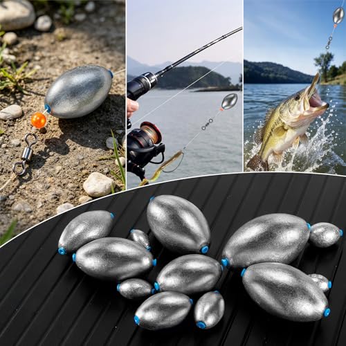 1/4oz 20pcs Egg Sinkers Fishing Weights Oval Lead Terminal Tackle