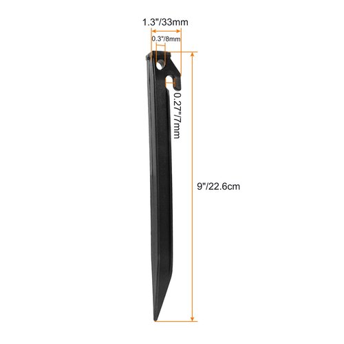 Litoexpe 9 Inch Plastic Tent Stakes, 16pcs Ground Stakes Heavy Duty, Durable Canopy Tent Stakes, Sturdy Tent Pegs for Outdoor Campings, Black Edging Stakes for Sand Beach and Garden Lawn