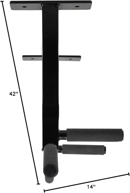 Ceiling Mount Pull Up Bar with Reversible Risers for 16 and 24 Inch Joists with Optimum Grip Spacing by Ultimate Body Press