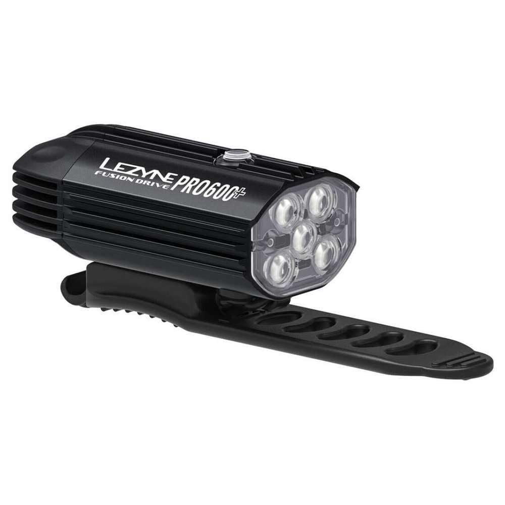 LEZYNE Fusion Drive Pro 600+ Front Bicycle Light - Durable Aluminum IPX7 Waterproof USB-C Rechargeable LED Bike Headlight with 3 Solid & 3 Flash Modes - Integrated Silicone Rubber Strap Mount