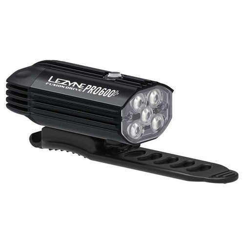LEZYNE Fusion Drive Pro 600+ Front Bicycle Light - Durable Aluminum IPX7 Waterproof USB-C Rechargeable LED Bike Headlight with 3 Solid & 3 Flash Modes - Integrated Silicone Rubber Strap Mount