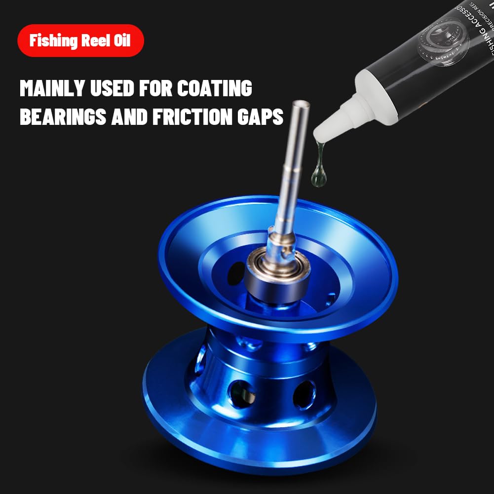 Fishing Reel Lubrication Kit, Maintenance Oil & Grease Set, Suitable for Spinning and Low - Profile Reels (Black)