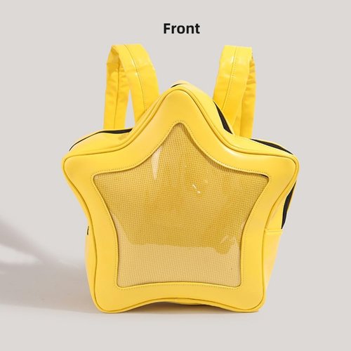 Vobomo Yellow Star Kawaii Backpack PU Leather Ita Bag Backpack Y2k Shoulder Bag Aesthetic Cute Backpack (Yellow)