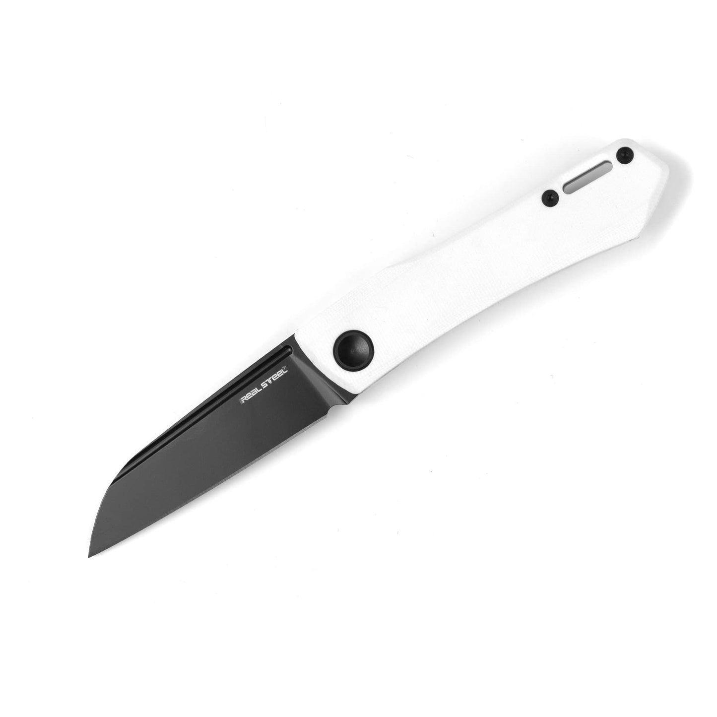 RealSteel Real Steel Solis Lite Slipjoint Folding Pocket Knife - D2 Blade and G10 Handles Perfect for Camping Hiking Daily Cutting Tasks EDC Men Women White White/Black
