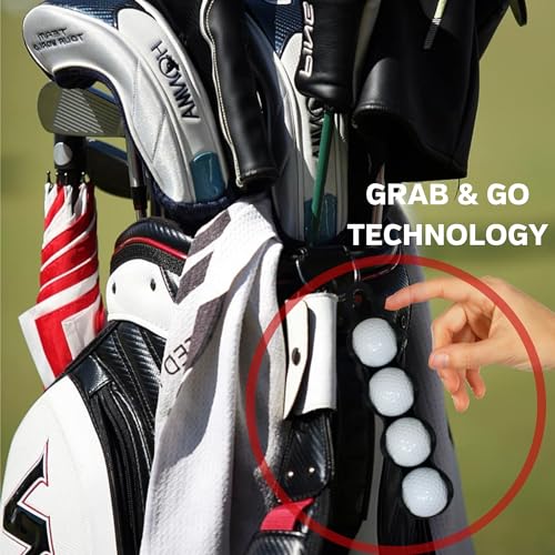 Golf Ball Holder for Bags - Holds 4 Balls, Easy Clip Attachment, Men & Women Golf Accessory