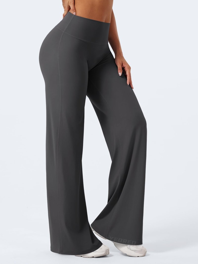 YEOREO Workout Leggings Womens No Front Seam Straight Leggings 33" High Waist Buttery Eddiy Gym Yoga Pants Dark Gray XS